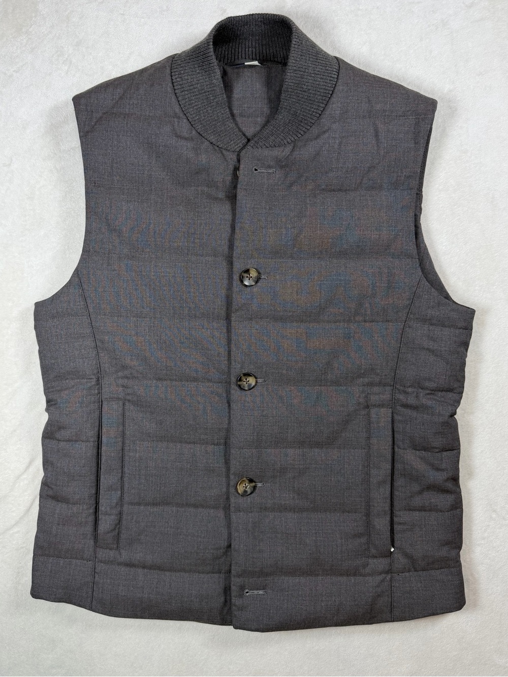Suitsupply x Vitale Barberas Canonico Small 100% Wool Charcoal Quilted Vest